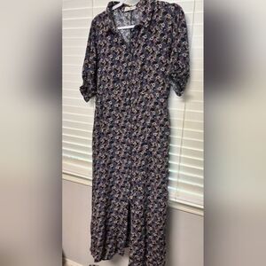 Floral Button Front Midi Dress